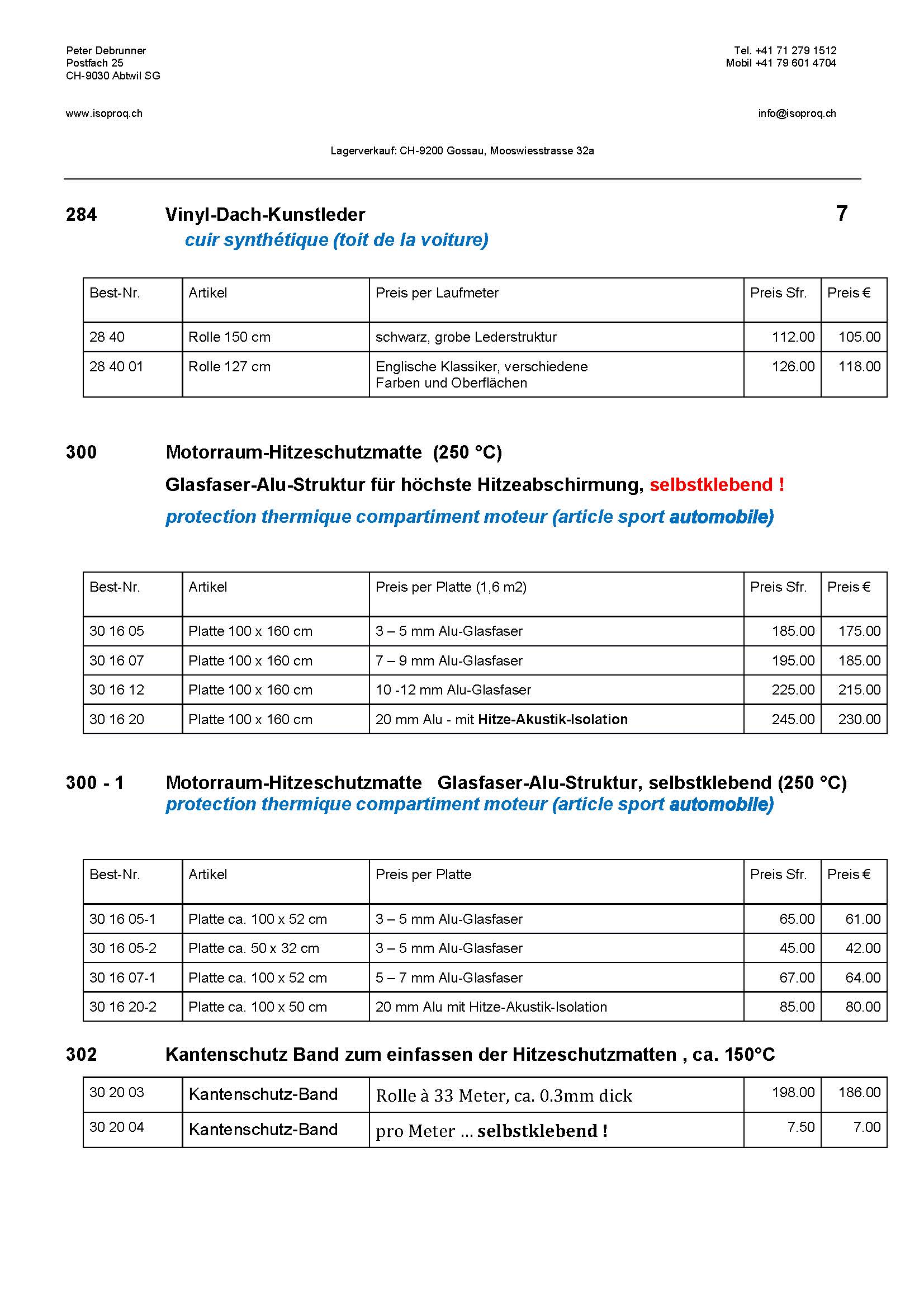 Preisliste